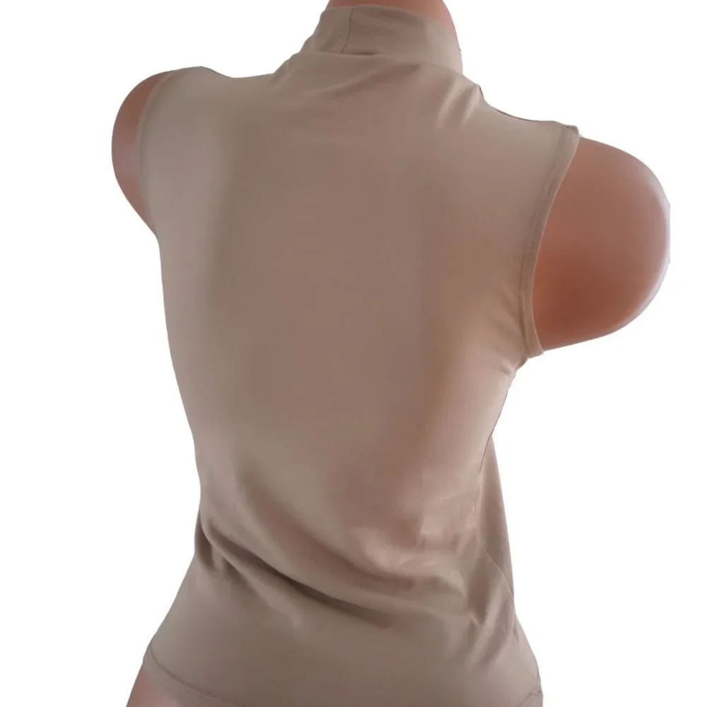 Olivia Rae NY Beige Sleeveless Mock Neck Top Shirt S - Picture 5 of 6